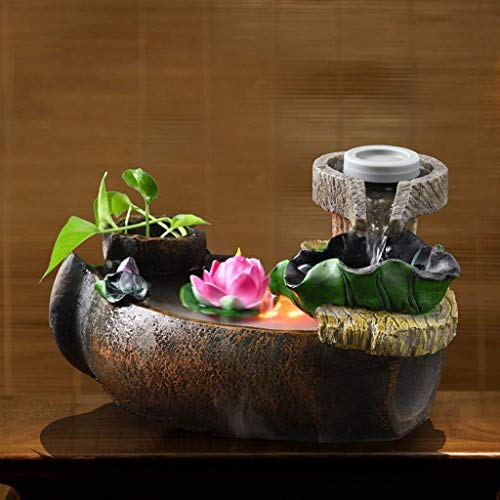 Desktop-Brunnen Kreativer Desktop-Brunnen Innenbrunnen Wasserfall Natural Tilt Kettle Fischteich Blumentopf Mit Zerstäuber Und Licht Dekorativer Brunnen (Farbe: A) - Image 5