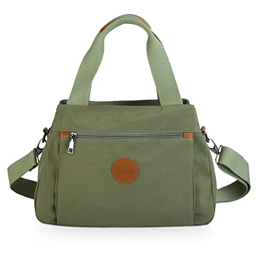 DIRRONA Moda Borsa Da Donna Casuale Borsa Tracolla Viaggio Messaggero Borsa Donna Borsa Shopper Scuola Lavoro Multifunzione Nylon Borsa di Tela Multi Tasca Verde