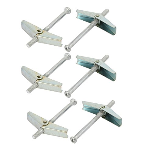 Aexit 70mm Screw fastener M5 Thread Spring Loaded Toggle Bolts Hollow Wall Anchor 6pcs Model:79as57qo560