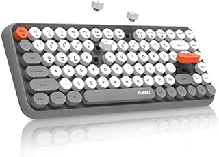 FELiCON 308i Retro Wireless Keyboard, Bluetooth Silent Cute Computer Keyboard with Round Punk Compact 84 keys, Lightweight, Matte Texture,Typewriter Design for PC, Laptop, Mac, Phone-Green