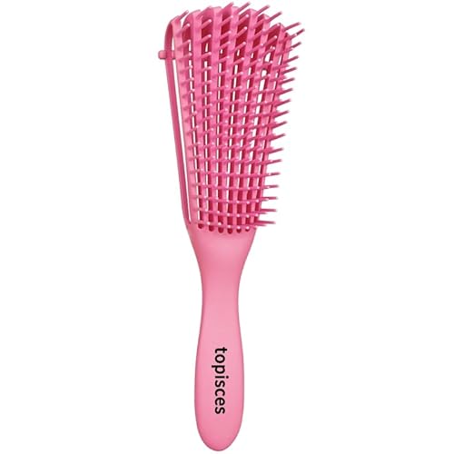 Topisces Detangling Brush for Natural, Curly, Afro 3a to 4c Hair - Suitable for Kinky, Wavy, Coily, Wet, Dry, Oily, Thick or Long Hair (Pink)