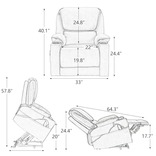 Sillón eléctrico reclinable con levantador y amplio asiento miniatura 2