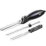 Electric Knife, Reemix Z3042 Electric Knife Set for Carving Meats, Poultry, Bread, Crafting Foam & More, 2 Blades for Meats & Bread, Fork Included (Black)