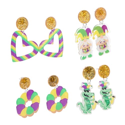Boucles d'oreilles Carnaval acrylique scintillantes et légères avec attaches crocodiles