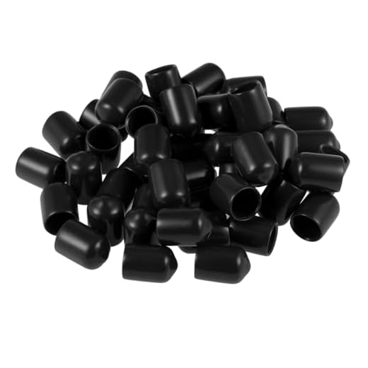 sourcing map Protectores de Rosca de Tornillo 9mm ID Tapa Redonda Cubierta Negra de Tubo 50uds