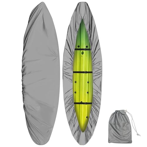 Kayak Covers for Outdoor Storage, Fit 8.53-9.84ft Kayak Canoe Size, Dust Bag Cover for Boat Paddle Board, Waterproof & UV Resistant, Heavy Duty Ultra Strong Great for Indoor Outdoor (Silver)