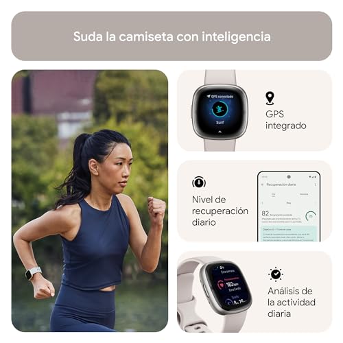 Fitbit Sense 2,Lunar White/Platinum Smartwatch, GPS, Unisex-Adult, One Size