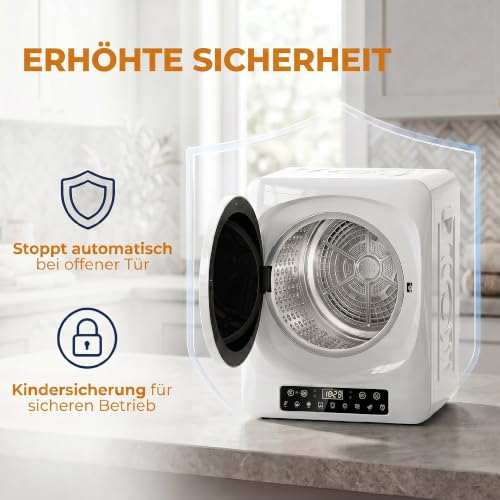 Mini sèche-linge à évacuation d'air 5 kg HOMCOM tactile avec 9 programmes - 6