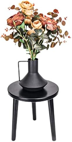 Jynpioe Indoor Plant Stand Mid Century Plant Stand for Indoor Plants, Modern Plant Table, Brown Cedar Wood (100%wood,Black)