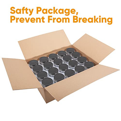 Qappda Mini Mason Jars Glass Canning Jars,5 Oz Jelly Jars With Regular Lids(Black) Small Jars For Honey,Jam,Favors,Baby Foods,Spice Jars 40 Pack #TOP6