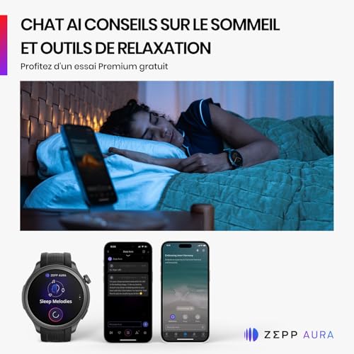 Amazfit Balance 46mm Montre Intelligente, Paiement Sans Contact NFC, Coach de Fitness AI, Autonomie de 14 Jours, Surveillance du Sommeil et de la Santé, GPS, 150 Modes Sportifs pour Android et iPhone