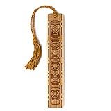 Personalized Tiki Totem Artwork, Engraved Wooden Bookmark - Made in USA - Also Available Without Personalization