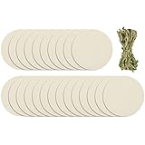 4 Inch Unfinished Wood Circle for Crafts, 24 Pack 1/4' Thick Blank Wood Rounds Wood Slices for...