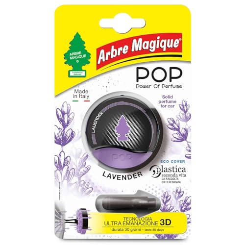 Arbre Magique POP Auto-Lufterfrischer, fester Lavendelduft mit langanhaltendem Duft, 30 Tage für Innenräume mit Aktion, Lufterfrischer für Luftdüse, Packung mit 1 Stück