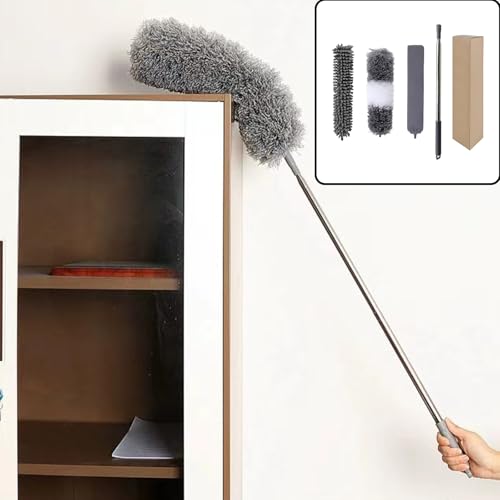 Image of LC LICTO 3Pcs Extendable Microfiber Duster Kit with Adjustable Pole (9 Ft), Bendable Washable Reusable Dusters for Ceiling Fans, High Ceilings, Blinds, Furniture, Cars, and Home Cleaning