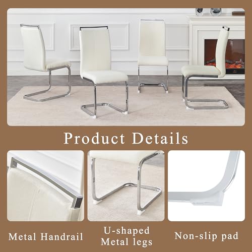 Image of Baysitone Modern Dining Chairs Set of 8, Side Dining Room Chairs, High Back Kitchen Chairs with Suede Fabric Padded Seat for Dining Room,Kitchen, Living Room Cream White