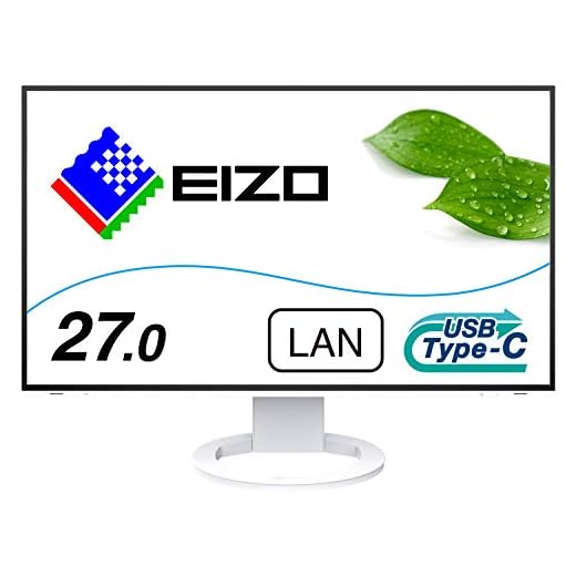 EIZO FlexScan EV2795-WT 68,5 cm (27 Zoll) Monitor (HDMI, USB 3.1 Hub, USB 3.1 Typ C, RJ-45 LAN, DisplayPort, 5 ms Reaktionszeit, Auflösung 2560 x 1440) weiß
