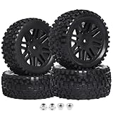 HobbyPark Front & Rear Wheels and Tires 12mm Hex Hub with Foam For Redcat Shockwave, Tornado Epx,S30 1/10 Off Road Buggy (Pack of 4)