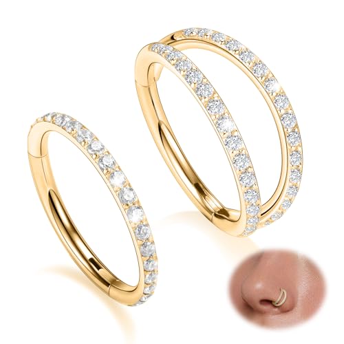 Double Hoop Septum Clicker 10mm Conch Piercing Jewelry Septum Jewelry