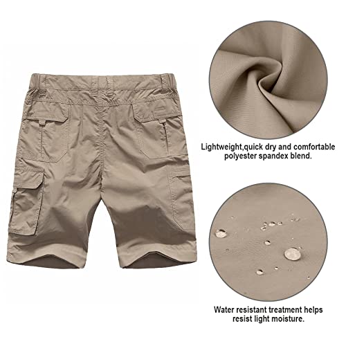 Kids' Cargo Pants, Boy's Casual Outdoor Quick Dry Waterproof Hiking Climbing Convertible Trousers #9016-Khaki-Xl #TOP4