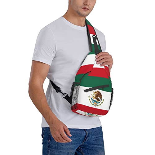 Mexican Flag Hiking Daypacks,Crossbody Sling Backpack Shoulder Bag Chest Bag ,With Adjustable Strap High Capacity,For Men Women Outdoor Cycling Hiking Travel #TOP7