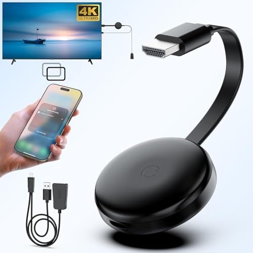 4K Wireless HDMI Display Adapter, 5G HDMI Wireless Dongle Adapter, Mirroring Extender Stream Video/ Audio von Android/iOS/Windows/MacOS/Laptop zu TV/Monitor/Projektor,unterstützt Airplay DLNA Miracast