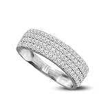 5/8 Carat | 10K White Gold | IGI Certified Brilliant-Cut Lab Grown 4 Layer Pave Diamond Band Ring |...