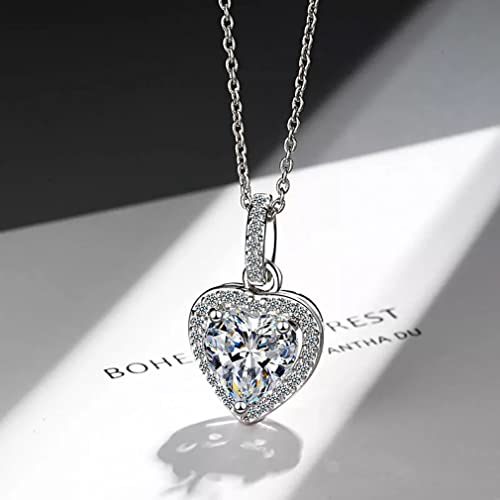 Collier cœur argent 925 anti-allergie avec pendentif zircon brillant