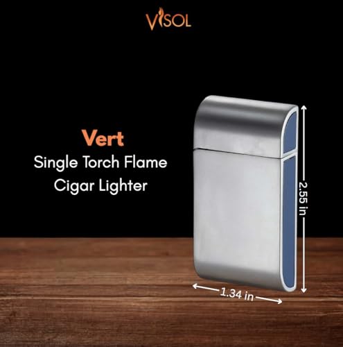 Encendedor Vert Satin Chrome Visol con llama azul miniatura 3