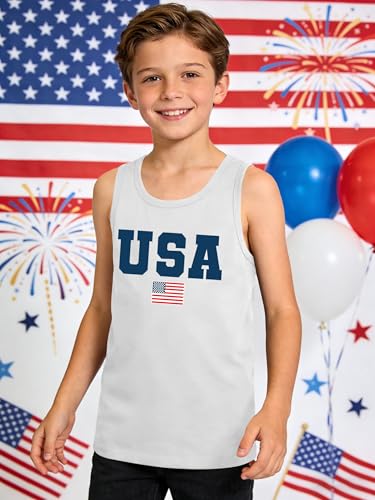 Image of Ithalt Girls 4th of July Tank Top for Kids Boys USA Patriotic Shirt American Flag Tshirt Red White and Blue Sleeveless