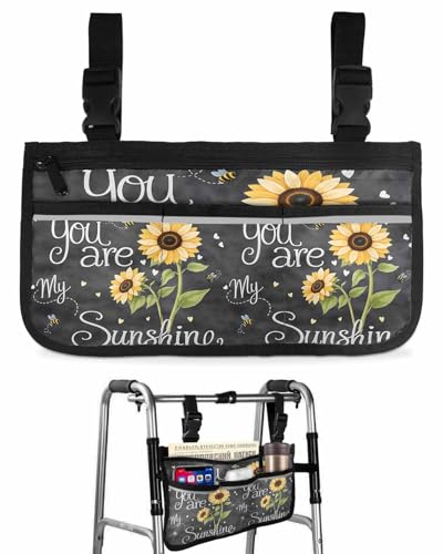 You are My Sunshine Wheelchair Side Bag Walker Bag Basket,