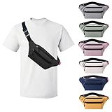 Risipu Bum Bag for Men Women, Lightweight Water-Resistant Waist Packs with Adjustable Belt & 3 Zipper Pockets, Fashionable Fanny Pack for Travel, Running, Hiking, Cycling (Black)