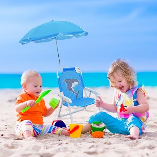 Chaise de plage pour enfants en polyester imperméable avec parasol de jardin - 3