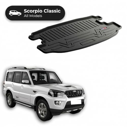 Image of 3D TPE Car Boot Mat for Scorpio Classic (All Models) Custom Fit, Heavy Duty & Anti-Slip Boot Mat | All Weather Resistant, Waterproof & Dustproof Trunk Liner, Car Dicky Mat for Scorpio