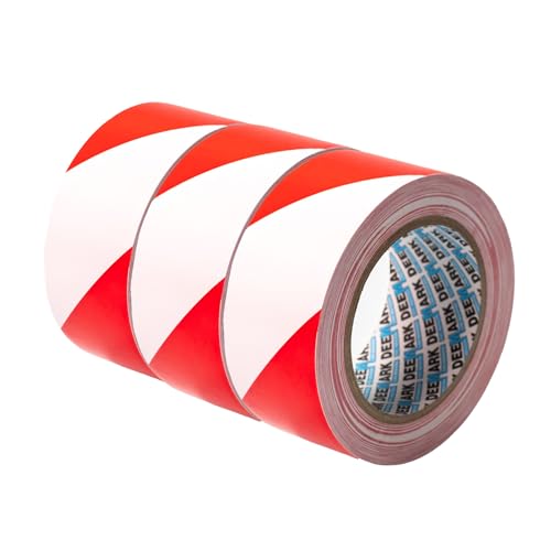 Shadow Foam PVC Floor Marking Tape | Premium Vinyl Safety Marking Tape| For Warehouses, Industry, Shops | 33M Single Roll (Red/White, Three Pack 50mm)