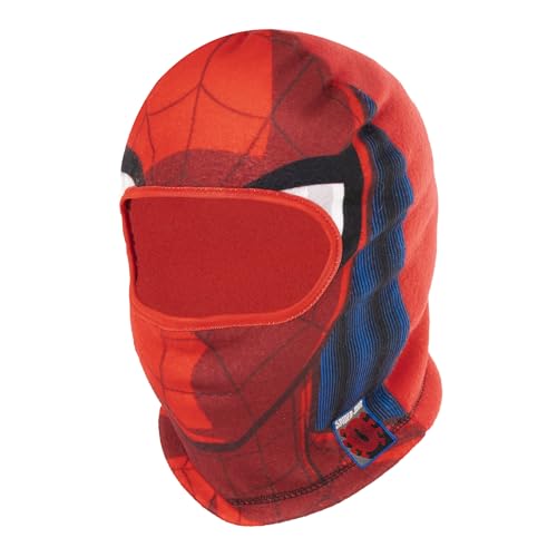 Spiderman Boys Fleece Hat with Eye Mask Cutout - Winter Beanie & Spiderman Halloween Mask Combo Hat