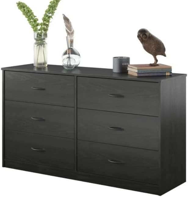 Miniatura 2 de Cómoda con cajones profundos para dormitorio vestidor clásico de 6 cajones acabado de roble negro