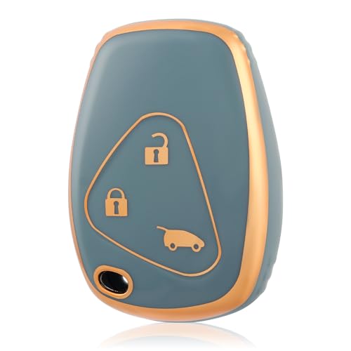 OFF WE GO Custodia Chiave Cover Chiave Guscio Chiavi per Renault Twingo Master Modus Kangoo Clio Trafic Duster Vivaro Espace Coprichiave Macchina Copri Chiavi Telecomando Auto Portachiavi, Oro Blu