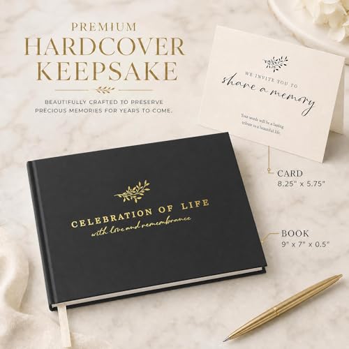Image of ZICOTO Beautiful Funeral Guest Book for The Celebration of Life - The Perfect Hard Cover in Loving Memory Book with Ample Space to Sign in for Guests - Premium Craftsmanship for Honoring Loved Ones