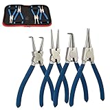 4X Sprengringzangen-Satz 150 mm Seegeringzange Set mit 90° abgewinkelte und gerade Spitze Sicherungszange für Außensicherungsringe und Innensicherungsringe