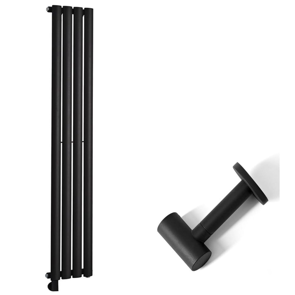 Milano Aruba 600W Black Vertical Single Oval Panel Electric Radiator Cable Cover - 1600mm x 236mm