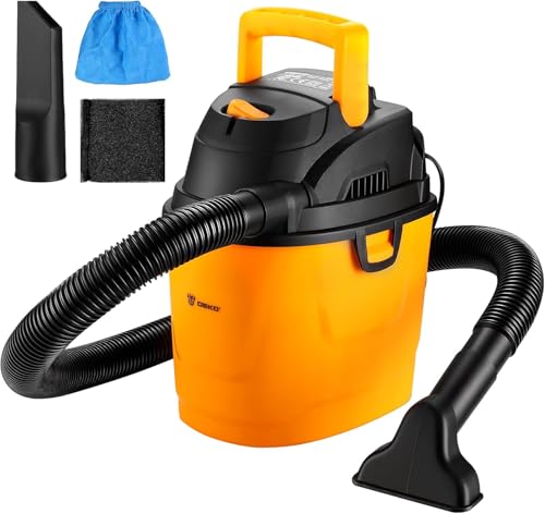 DEKOPRO Shop Vacuum Wet and Dry:1.5-Gallon 2 Peak HP Portable Small Shop Vac Car Vacuum with 1-1/4 Inch 4Ft Hose 6 Ft Cord Mini Shop Vac for Homes Pets and Cars