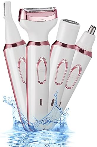 Vacto Electric Razor for Women, 4-in-1 Women’s Body Hair Removal, Pubic Shaver Bikini Trimmer for Eyebrow Face Body Underarm, Portable Ladies Shaver, Women’s Trimmer USB Rechargeable IPX7 Waterproof