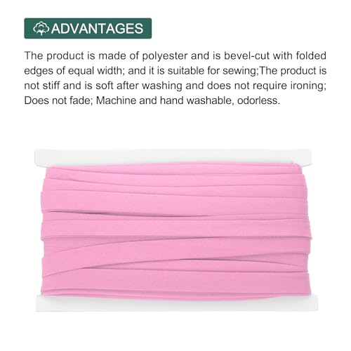 MECCANIXITY 1/2 Inch Double Fold Bias Tape Continuous Bulk Cotton Bias Tape for Sewing Seaming Quilting Hemming Binding Crafts (Pink 25 Yards) by MECCANIXITY - Image 3