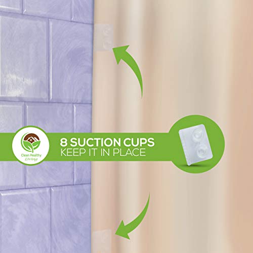 Clean Healthy Living Premium Peva Taupe Shower Curtain Liner With Magnets & Suction Cups - 70 X 71 Inches Long #TOP1