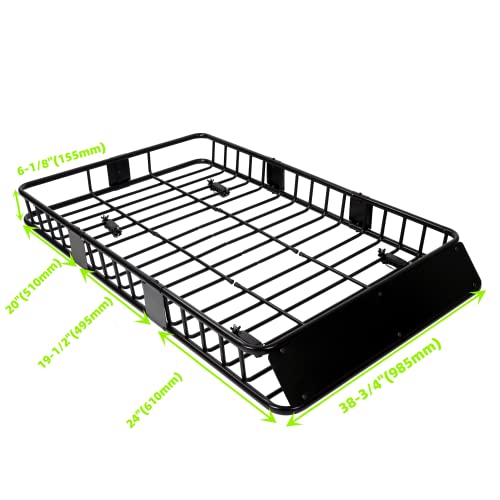 7Blacksmiths Black Roof Rack Cargo Basket Carrier Rack With 64" X 39" X 6'' Universal Extension Car Top Luggage Holder Suv Truck Cars #TOP5
