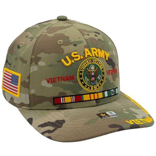 Image of Vietnam Veteran Hat US Army Official Licensed Army Veterans Embroidered Adjustable Military Baseball Cap for Men