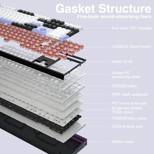 Image of Aula H108 Wireless Mechanical Keyboard, Hot Swappable Silent Keyboard, Full Size Keyboard with Number Pad, Gasket Structure, RGB Backlit Computer Gaming Keyboard with PBT Keycaps for PC /Office