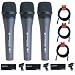 Sennheiser 3x e 835 Wired Cardioid Handheld Dynamic Lead Vocal Stage Microphone with Clip - With 3x Pyle PPMCL15 15ft Symmetric Microphone Cable, XLR Female to XLR Male