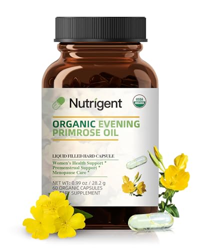 Nutrigent Organic Evening Primrose Oil Supplement, 940 mg 100% Pure with 10% GLA, High Absorption